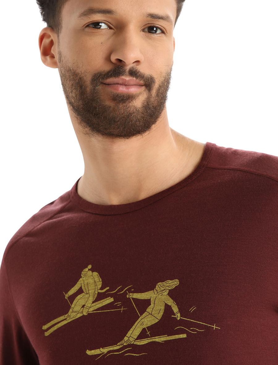 Base Layers Icebreaker Merino 200 Oasis Long Sleeve Crewe Last Run Homme Rouge | FR 1339EBCX